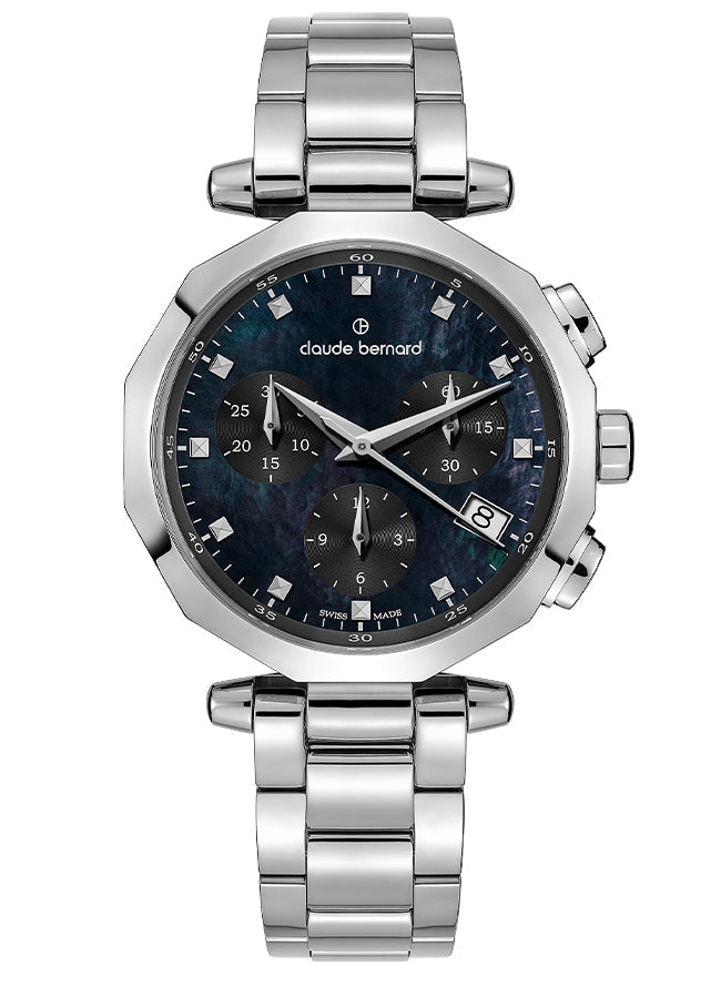 Claude Bernard Dress Code Damen Chronograph Perlmutt 36 mm