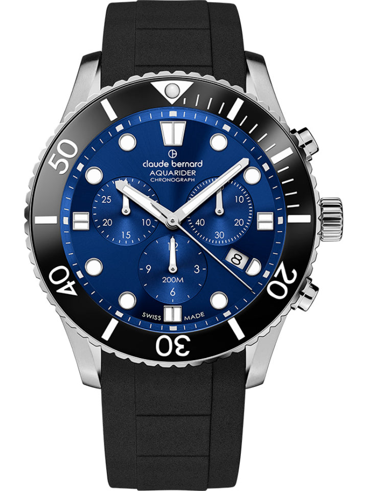 Claude Bernard Aquarider Herren Chronograph Blau 43 mm