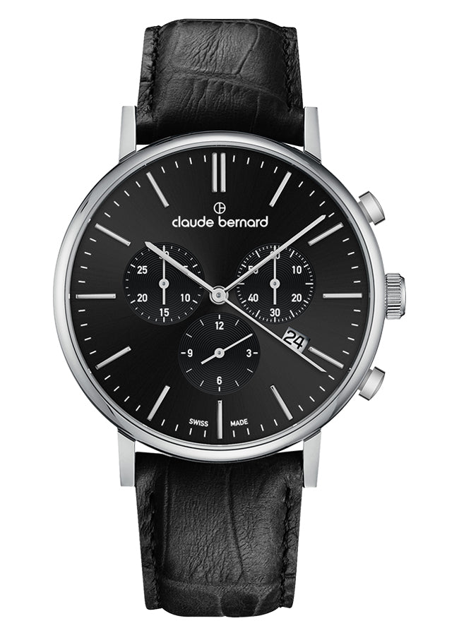 Claude Bernard Slim Line Unisex Chronograph Schwarz 40 mm