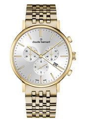 Claude Bernard Slim Line Unisex Chronograph Silber Gold 40 mm