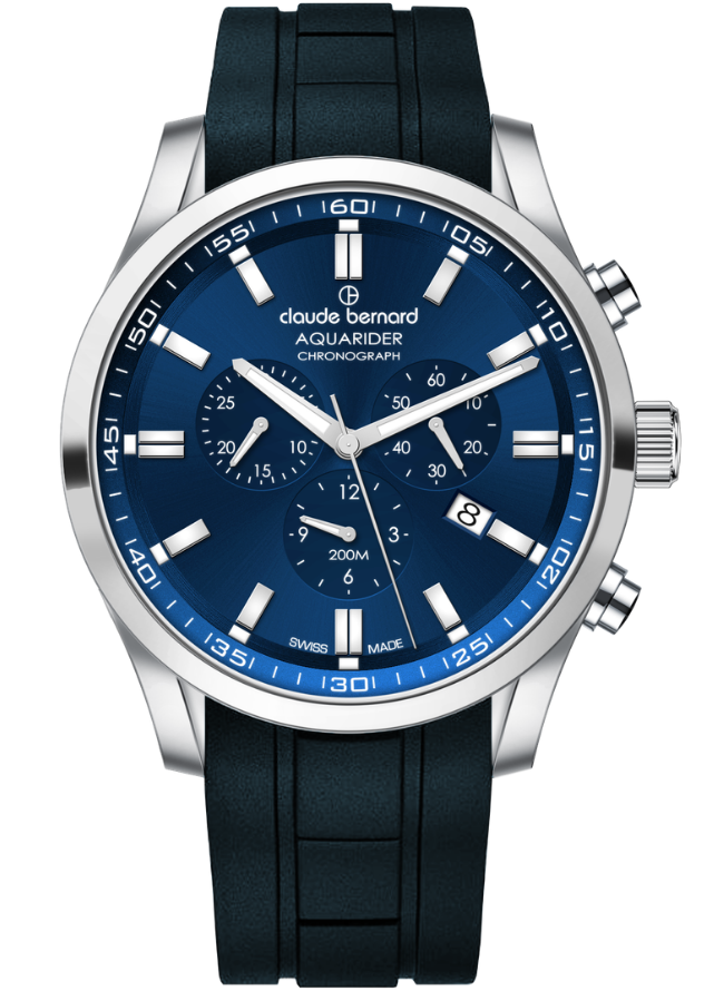 Claude Bernard Aquarider Herren Chronograph Blau 44 mm