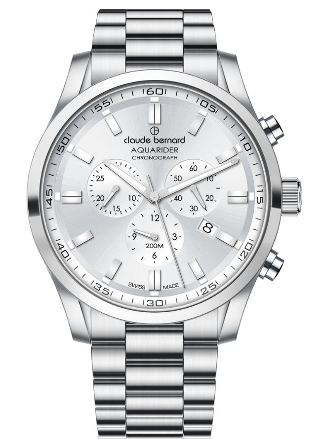 Claude Bernard Aquarider Herren Chronograph Silber 44 mm