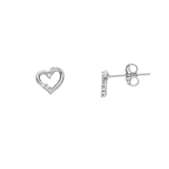 Boucles d'oreilles puces coeur en or 18 carats - 750
