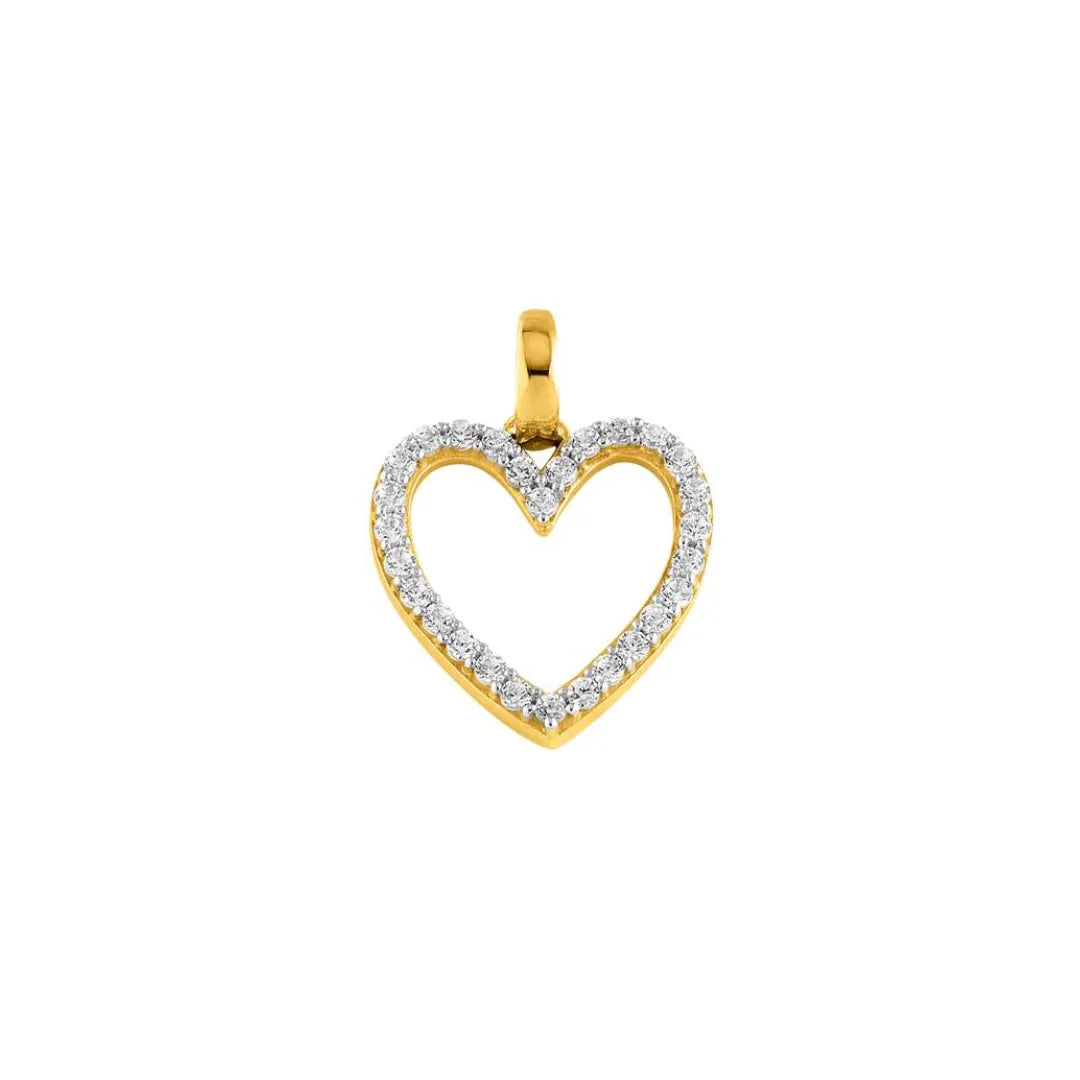 Herzanhänger 18 Karat Gelbgold 750 mit 16 Zirkonia