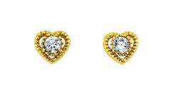 Herz Ohrstecker 18K Gelbgold 750 mit weisse Zirkonia - 5x5 mm