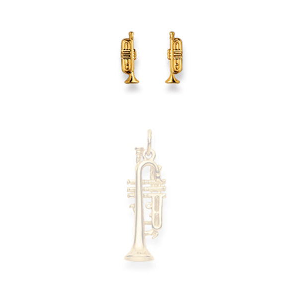 Trompete Ohrstecker in 750/18 Karat Gelbgold für Damen