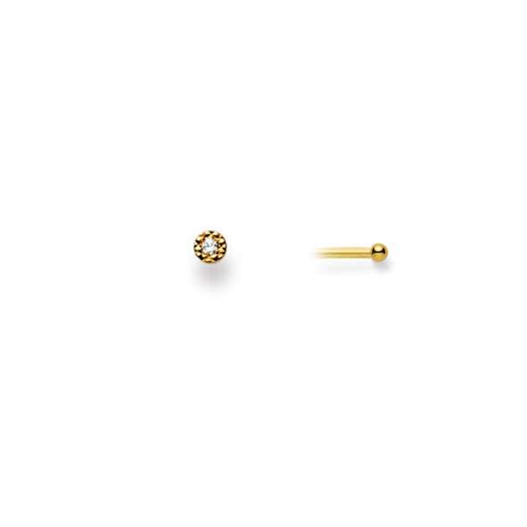 Nasenstecker - Piercing mit Diamant in 750/18 Karat Gelbgold 3 mm