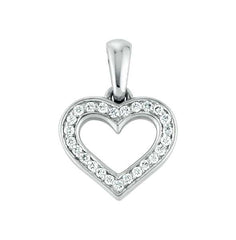 Pendentif coeur en or blanc 18 carats 750 avec 25 diamants
