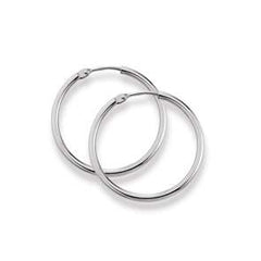 Boucles d'oreilles créoles en or blanc 18 carats 750 - 24 x 1,6 mm