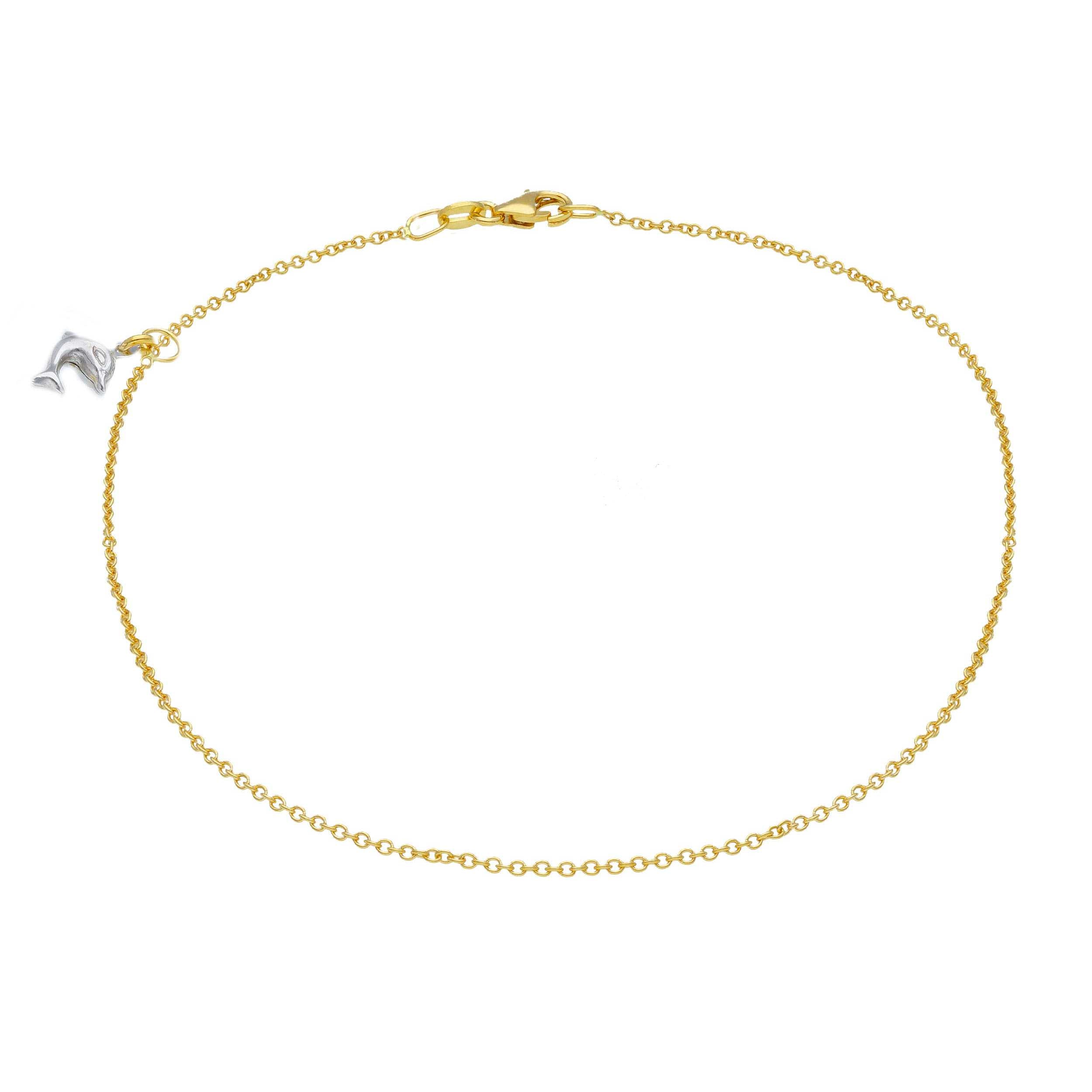 filigranes-damen-fusskettchen-aus-18-karat-gold-mit-delfin-anh-nger