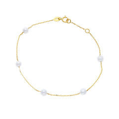 18 Karat Gold Süsswasserperlen Armband