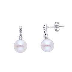 18 Karat Gold - 750 Süsswasserperlen mit Zirkonia Ohrstecker - 182044