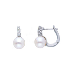 18 Karat Gold - 750 Süsswasserperlen mit Zirkonia Ohrstecker - 161375