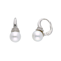 18 Karat Gold - 750 Süsswasserperlen mit Zirkonia Ohrstecker - 162305