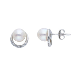 18 Karat Gold - 750 Süsswasserperlen mit Zirkonia Ohrstecker - 165563