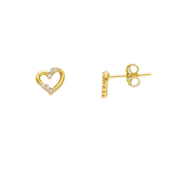 Boucles d'oreilles puces coeur en or 18 carats - 750