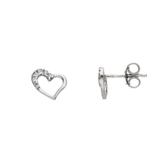 Boucles d'oreilles puces coeur en or 18 carats - 750