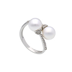 18 Karat Gold - 750 Süsswasserperlen mit Zirkonia Ring - 174910