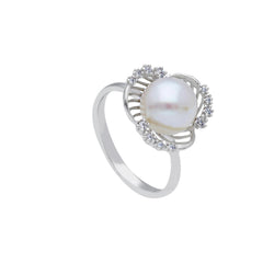 18 Karat Gold - 750 Süsswasserperlen mit Zirkonia Ring - 177458