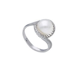 18 Karat Gold - 750 Süsswasserperlen mit Zirkonia Ring - 177466