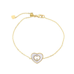 Damen Armband in 750/18 Karat Gelbgold mit Perlmutt, Perlmutt Liebesherz - 273625