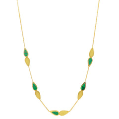18 Karat - 750 Gelbgold Collier mit Malachit, Grüner Glanz - 276081