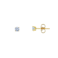 Boucles d'oreilles solitaires en or 18 carats avec zircone - 3,5 mm