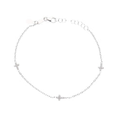 Bracelet croix en or blanc 18 carats avec zircone
