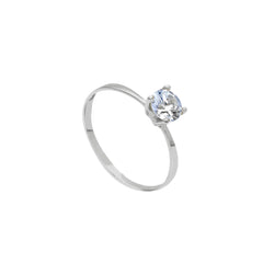 Bague solitaire en or blanc 18 carats avec zircone