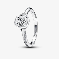 Pandora Ring für Damen: Blühende Rose - Klar, Sterling-Silber
