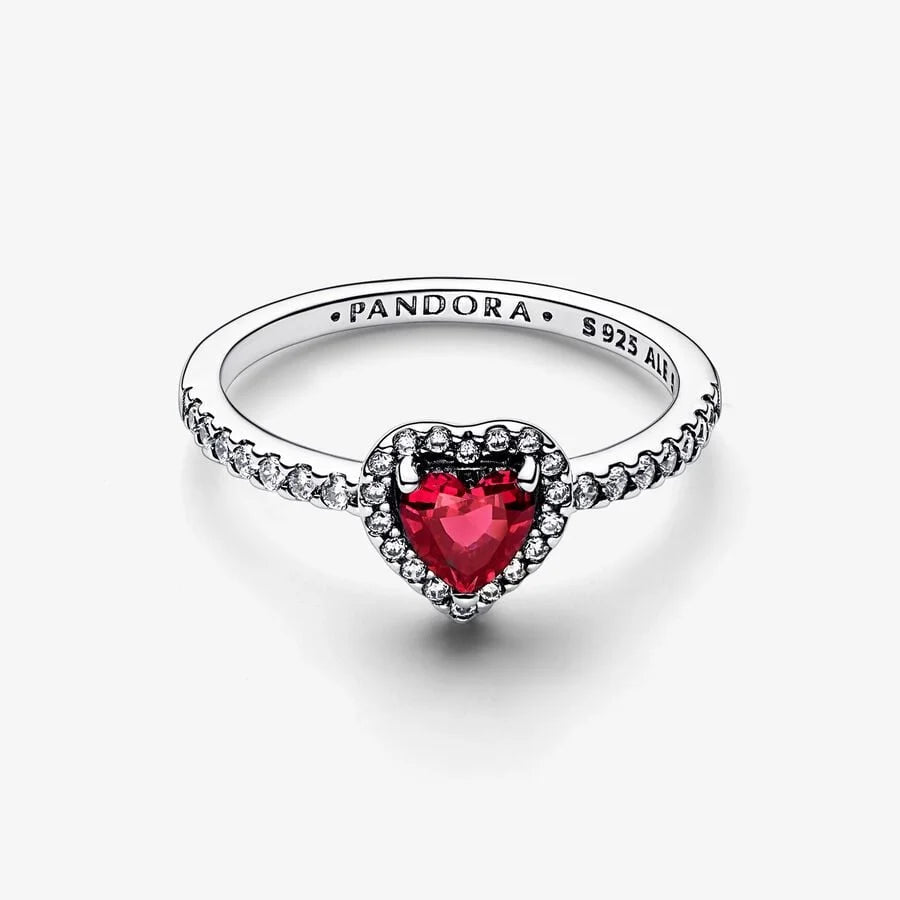 Pandora Herz Ring: Ausgeprägtes Rotes - Sterling-Silber