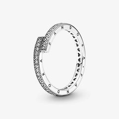 Pandora Überlappender Ring: Sterling-Silber, Cubic Zirkonia