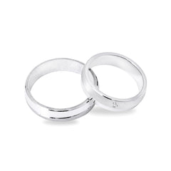 Silber 925 rhodinierte Partnerringe – Freundschaftsringe Set für Paare – Damen- & Herrenring | LS-50/5 & LSZ-51/5