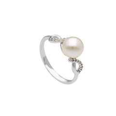 18 Karat Gold - 750 Süsswasserperlen mit Zirkonia Ring - 212086