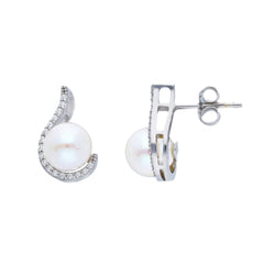 18 Karat Gold - 750 Süsswasserperlen mit Zirkonia Ohrstecker - 200646