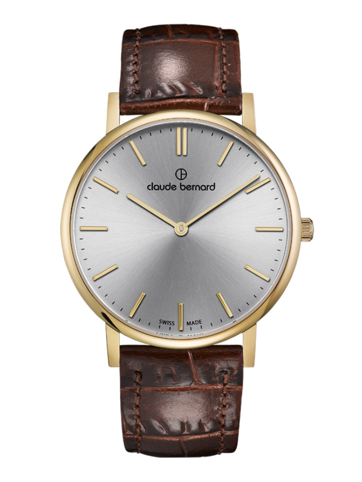 Claude Bernard Slim Line Herren Silber Goldfarben 41 mm