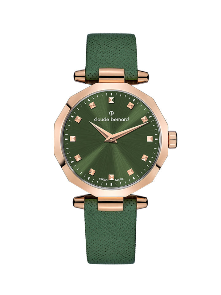 Claude Bernard Dress Code Damen Grün Roségold 29 mm