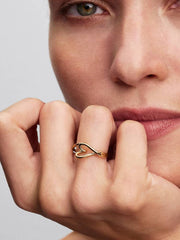 Organisch geformter Herz Ring vergoldet – Minimalistischer Damenring mit offenem Herz Grösse 52