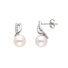 18 Karat Gold - 750 Süsswasserperlen mit Zirkonia Ohrstecker - 177437