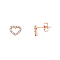 Boucles d'oreilles puces coeur en or 18 carats - 750