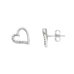 Boucles d'oreilles puces coeur en or 18 carats - 750
