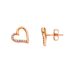 Boucles d'oreilles puces coeur en or 18 carats - 750