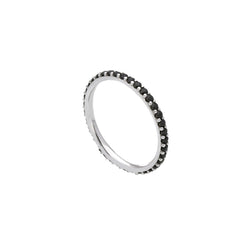 Bague mémoire en or 18 carats - 750 avec zircone noire