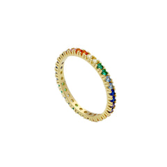 18 Karat Gold - 750 Memorie Ring mit Rainbow Zirkonia