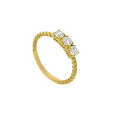 Bague en or 18 carats - 750 avec pierres en zircone