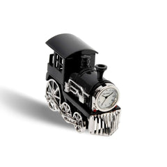 Miniaturuhr Lokomotive Zug in Schwarz: Quarz, 8×3 cm
