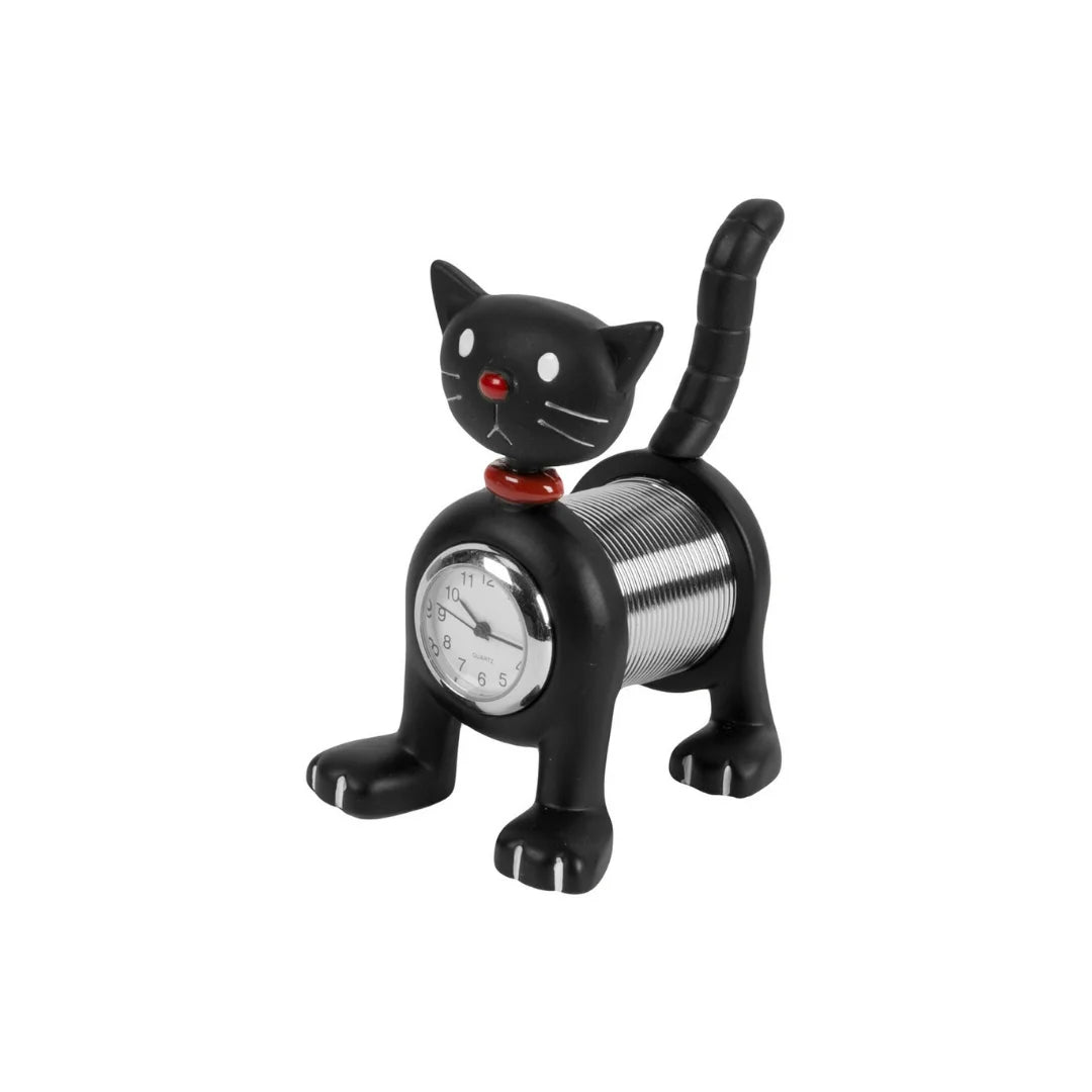 Miniaturuhr Katze in Schwarz: Flexibel, Metall, Quarz, 7.5×5.5 cm