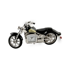 Miniaturuhr Motorrad in Schwarz: Metall, Analog, Quarz, 6×11 cm