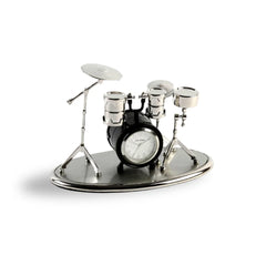 Miniaturuhr Schlagzeug in Schwarz: Metall, Quarz, 7.5×12 cm