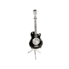 Miniaturuhr Gitarre in Schwarz: Metall, Quarz, 15 cm